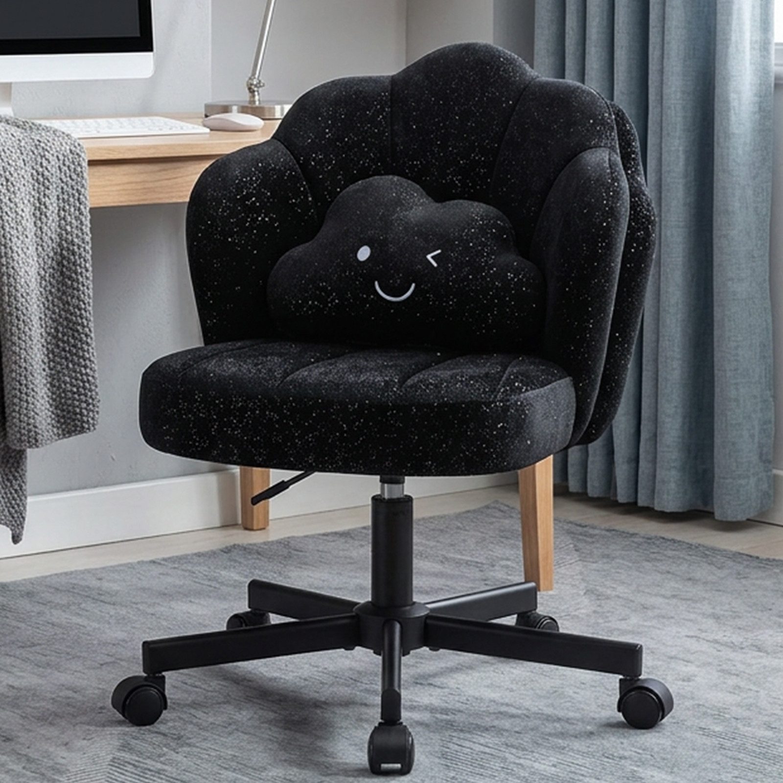 COMHOMA Bürostuhl Schminkstuhl Homeoffice Stuhl, Schreibtischstuhl Drehstuhl mit Rrollen, höhenverstellbar,für Schminktisch,Arbeitszimmer, Schlafzimmer,150kg – Bild 3 von 5