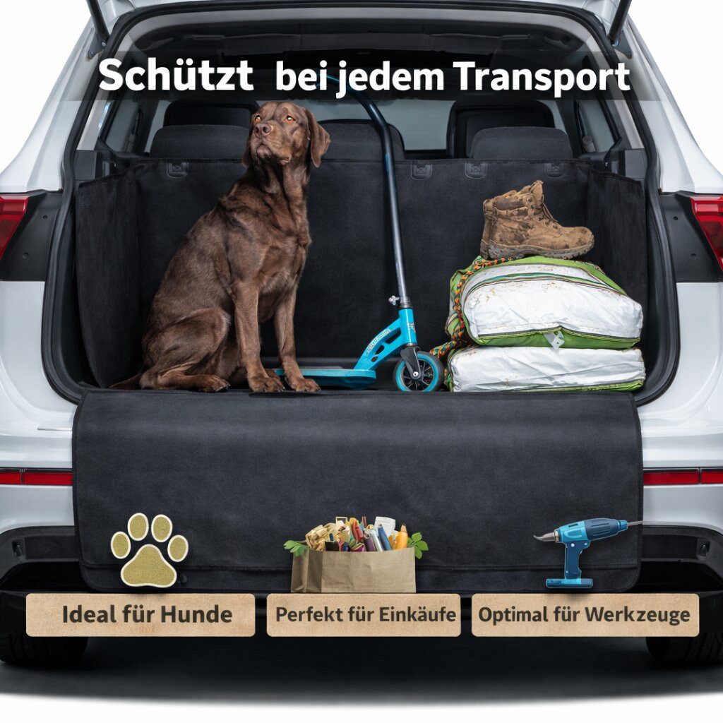 BigDean Tier-Kofferraumschutzdecke Hund mit Seiten- und Ladekantenschutz Universal, Besonders pflegeleicht, einfach abwischbar