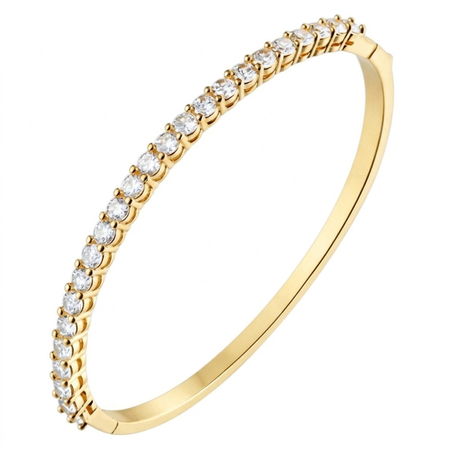 KARMA Armreif Damen Zirkone Roségold, Silber oder Gold 6 cm (Damenarmreif hypoallergen, 1-tlg., elegante Geschenkidee Damenschmuck), modernes Design vergoldet modern