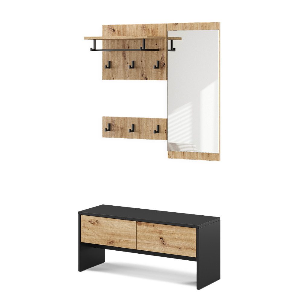 Vicco Garderoben-Set Selena, Anthrazit/Artisan, 90 x 40 cm 4 Teile günstig online kaufen