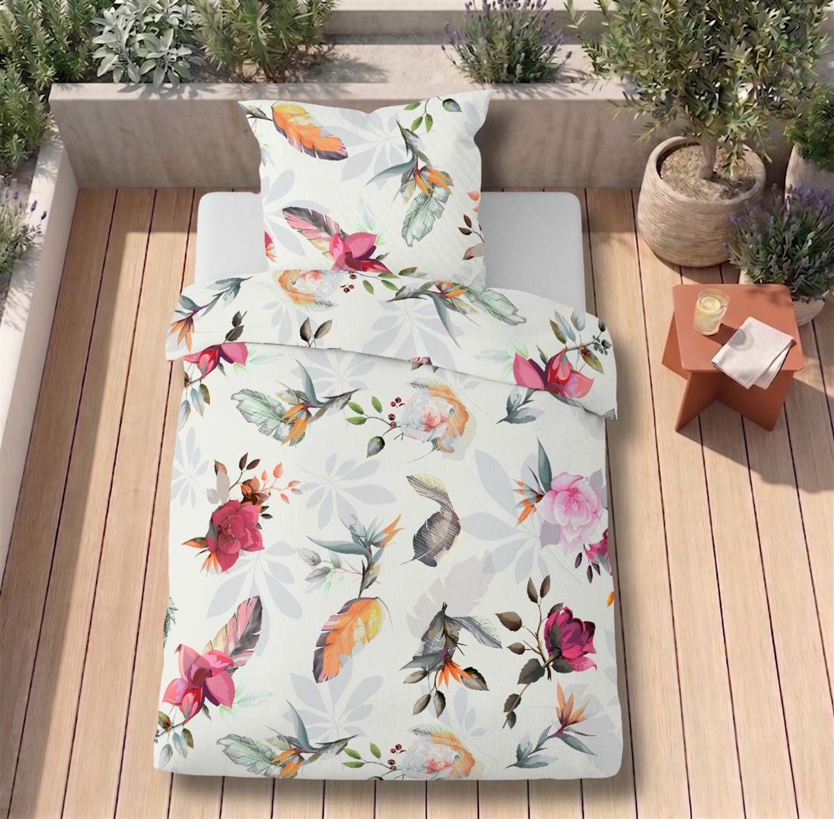 Carpe Sonno Bettwäsche TENCEL Lyocell kühlende Bettwäsche 135 x 200 155 x 220 Sommer Floral, Lyocell, 2 teilig, OEKO-TEX Bettbezug seidenähnlich, Sommerbettwäsche 135x200