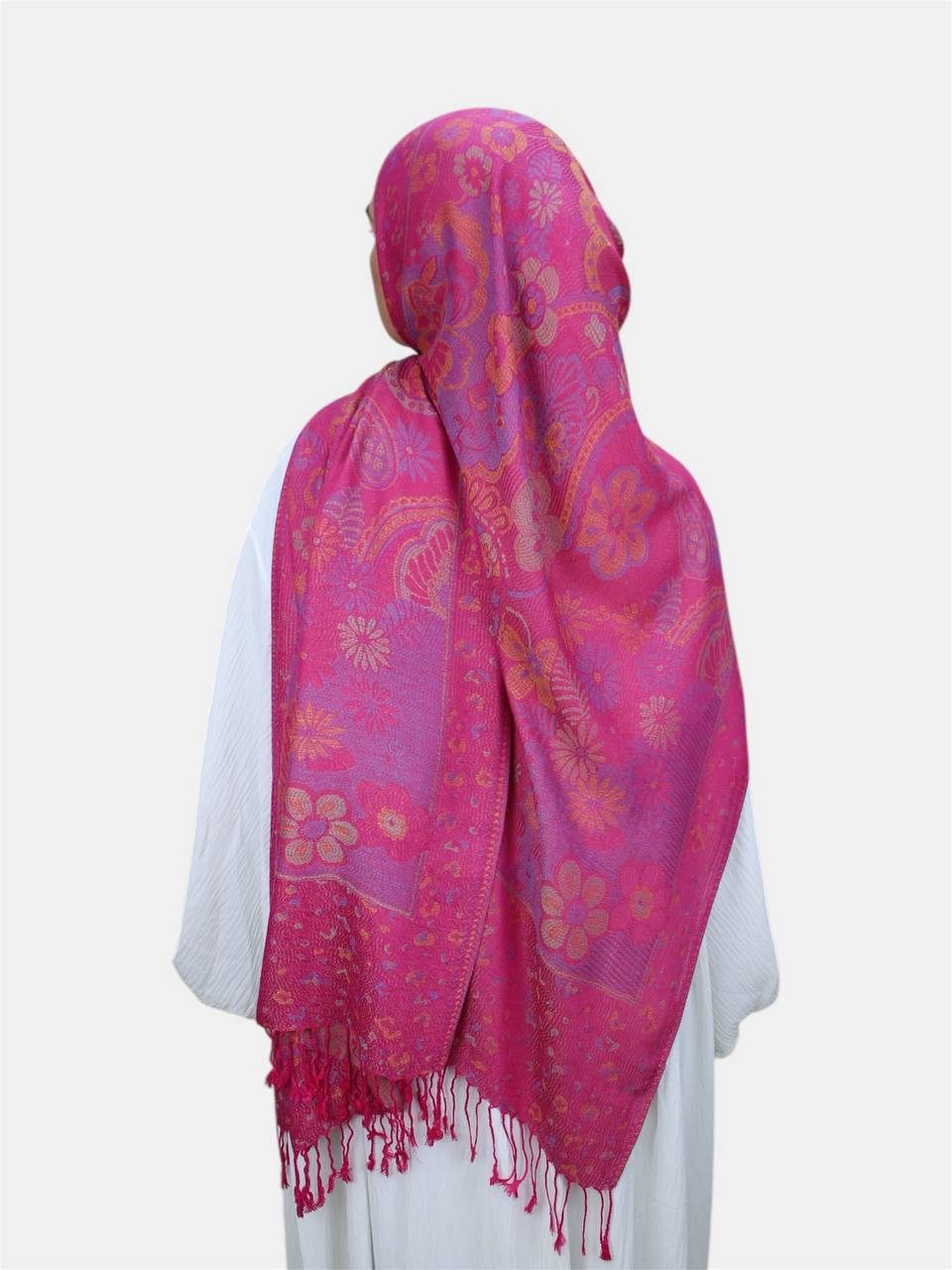 Aymasal Kopftuch Flower Pashmina Muster Hijab Kopftuch Schal Fransentuch Hidschab Islam, (Einzeln, Einzelartikel), Flower Pashmina Hijab 100% Viscose 175x70 cm Türkis