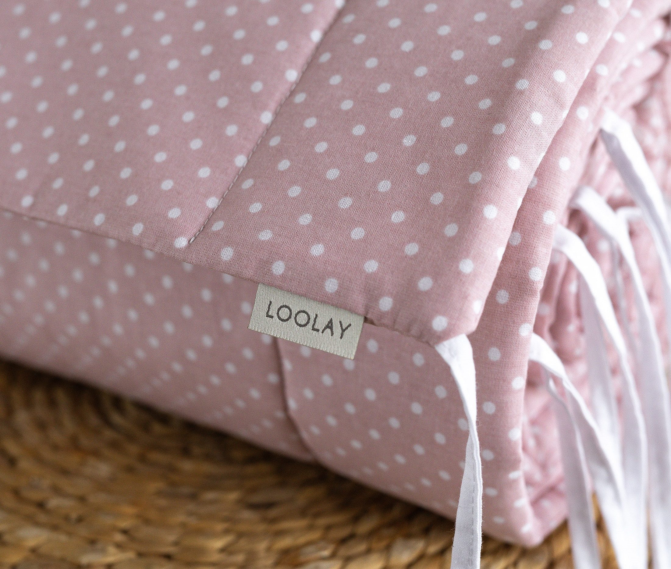 Loolay Bettnestchen Mini Punkte ROSA Bio-Baumwolle Atmungsaktives Babybett günstig online kaufen