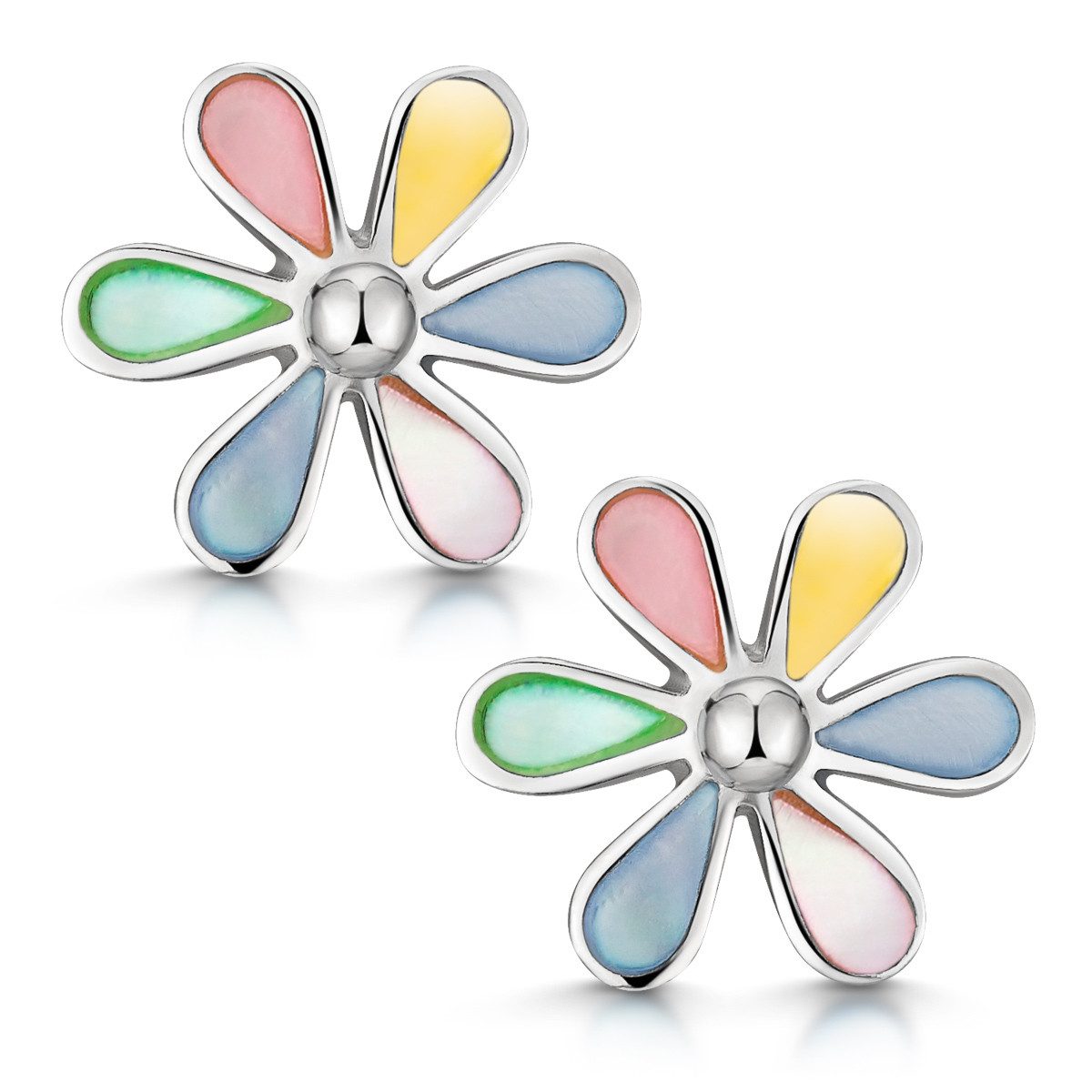 Materia Ohrstecker-Set Kinder Blume Ohrstecker bunt Perlmutt SO-92