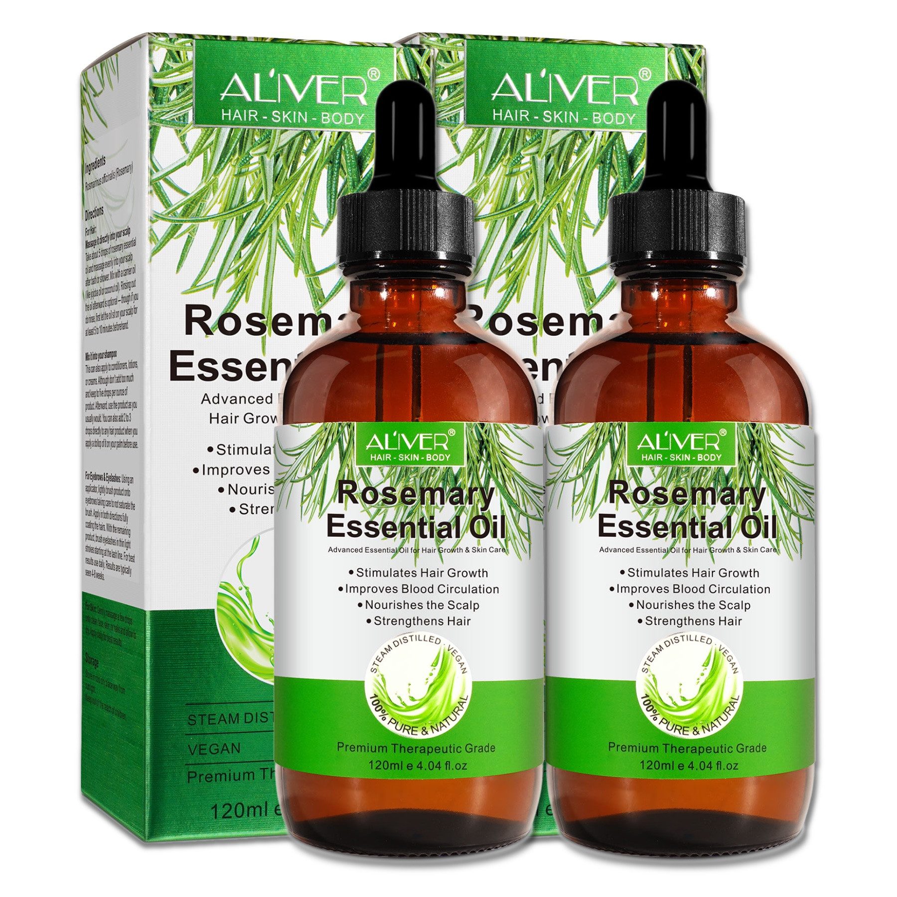 ALIVER Haaröl Rosmarinöl Ätherisches Öl Haarwachstum Haarpflege Hautpflege Set 120ml, 2-tlg., Haarwachstums, Haarpflege