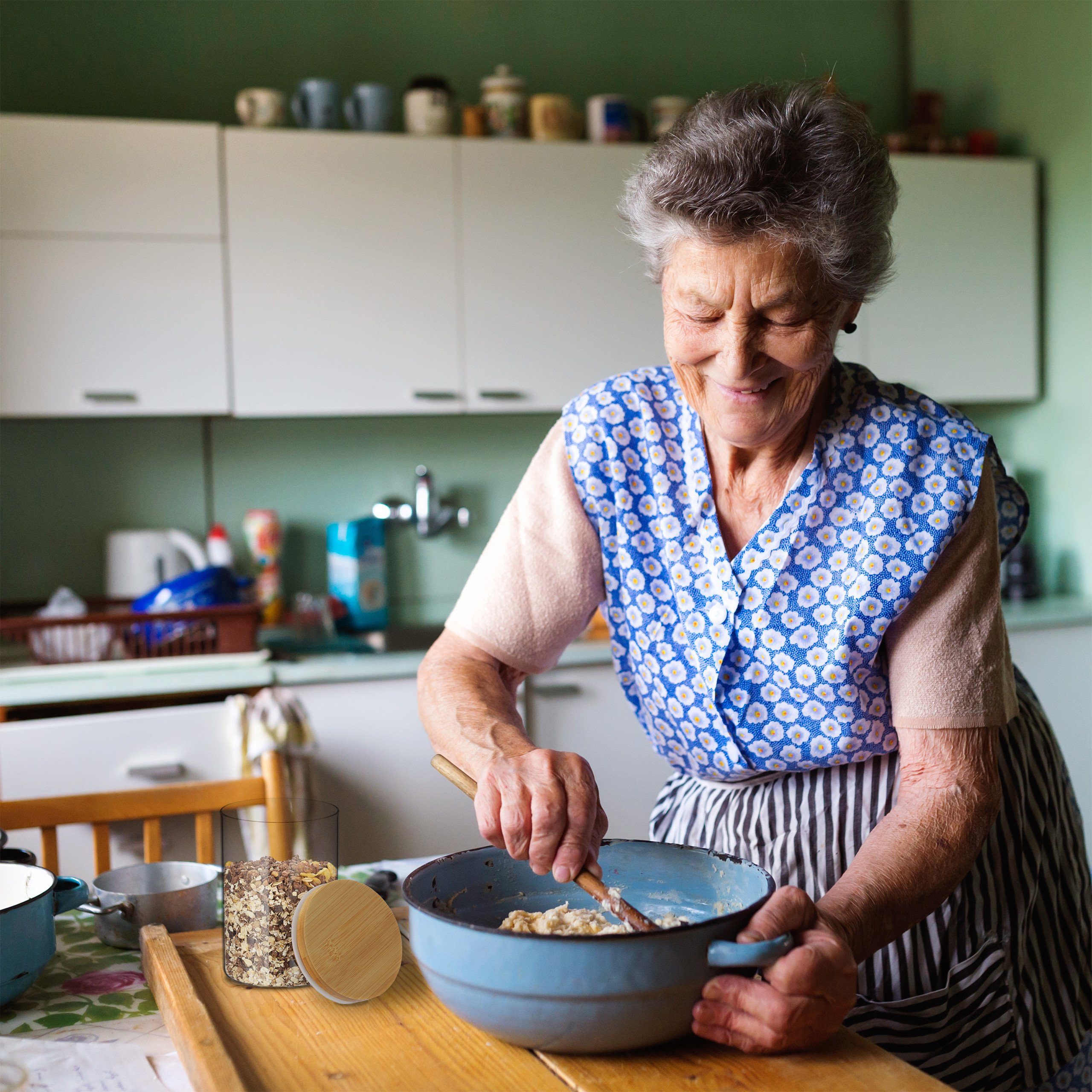 relaxdays Vorratsdose 3er Set Vorratsdosen Glas ver. Größen, Silikon