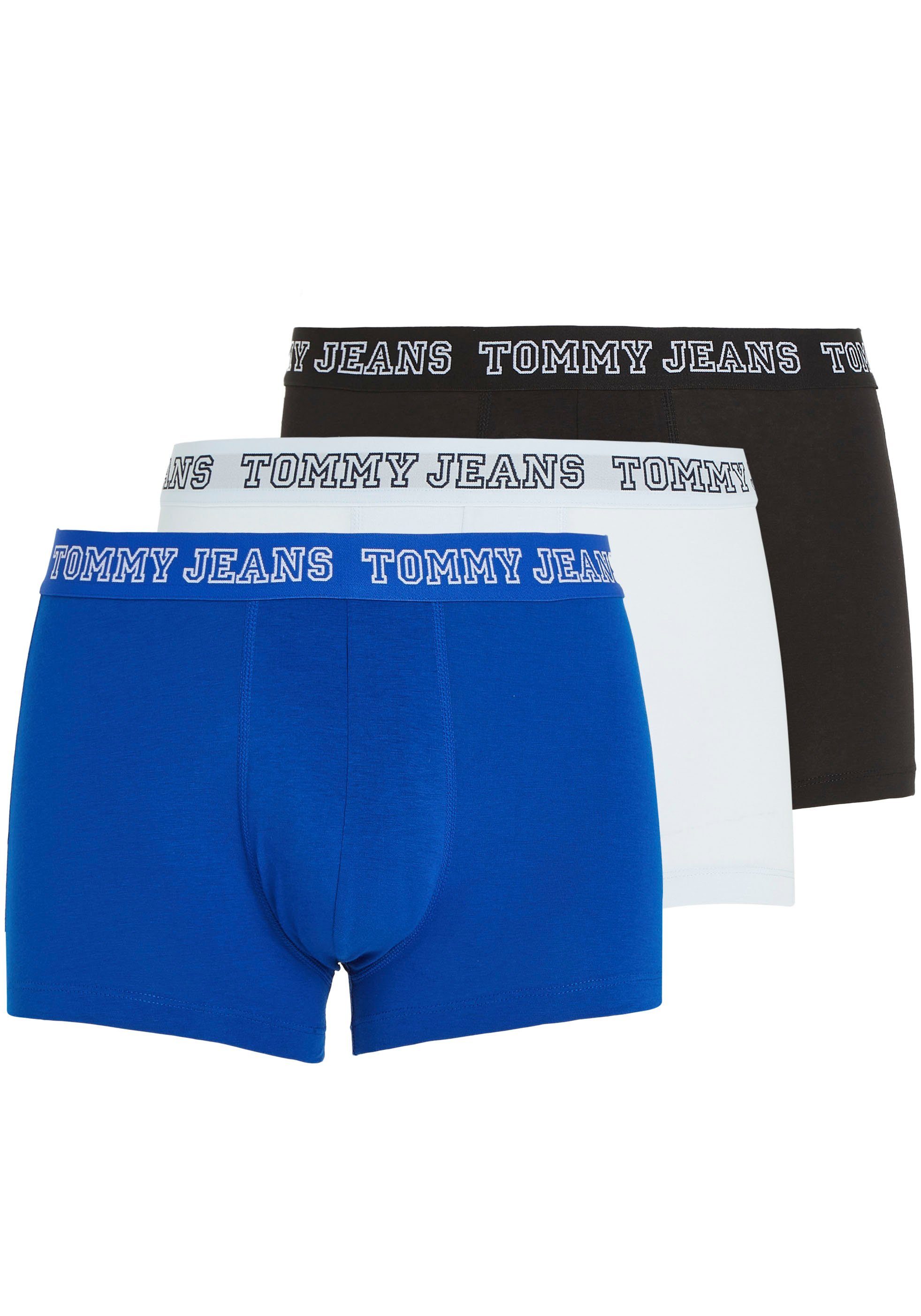 TRUNK 3-St., 3er-Pack) Tommy mit 3P Trunk (Packung, Tommy Jeans Underwear Logo-Elastikbund Ultra-Blue/Black/Shimmering Hilfiger DTM