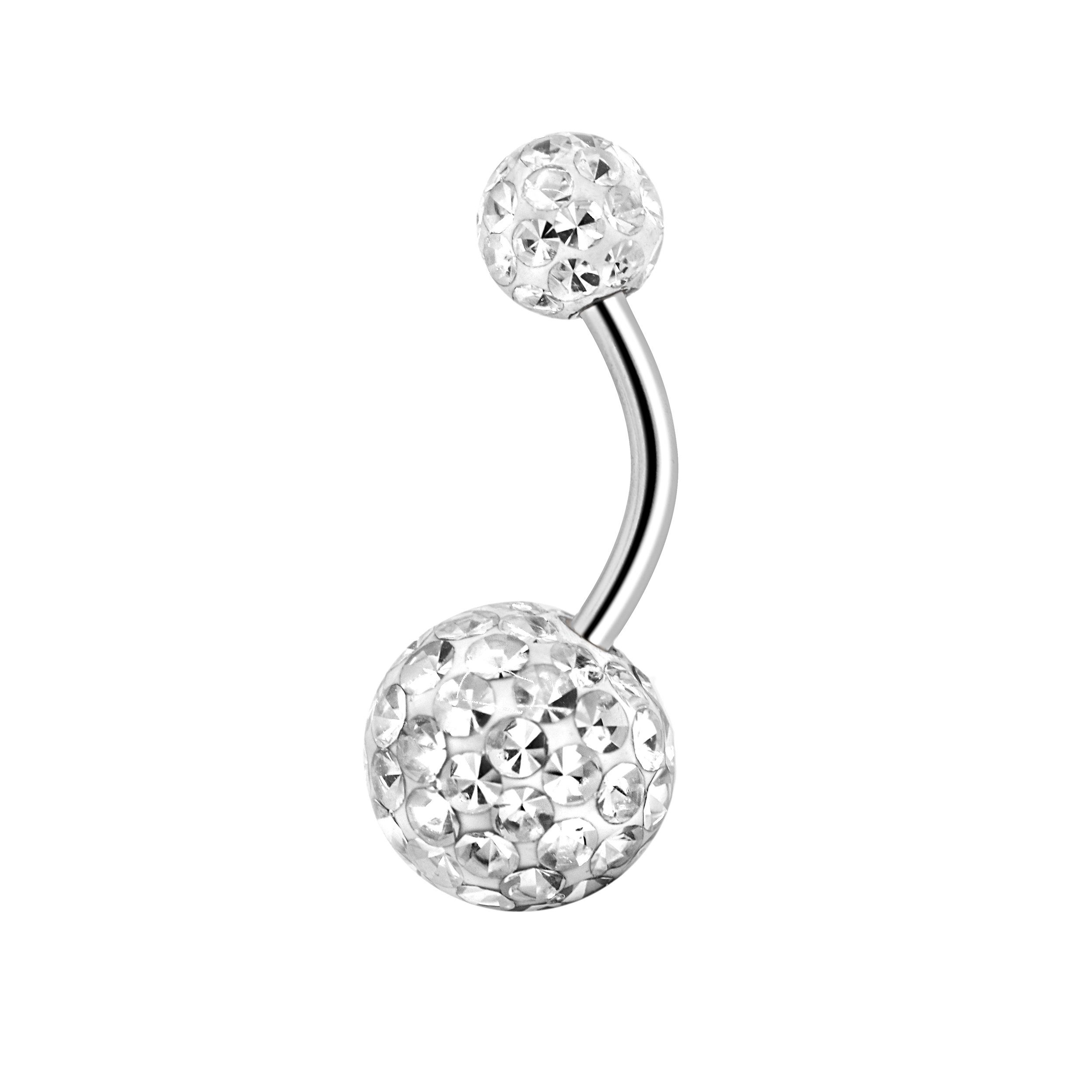 Karisma Schmuck Bauchnabelpiercing Titan G23 Stecker Mit Kristall Elements 5/10mm XL Kugel Epoxyharz