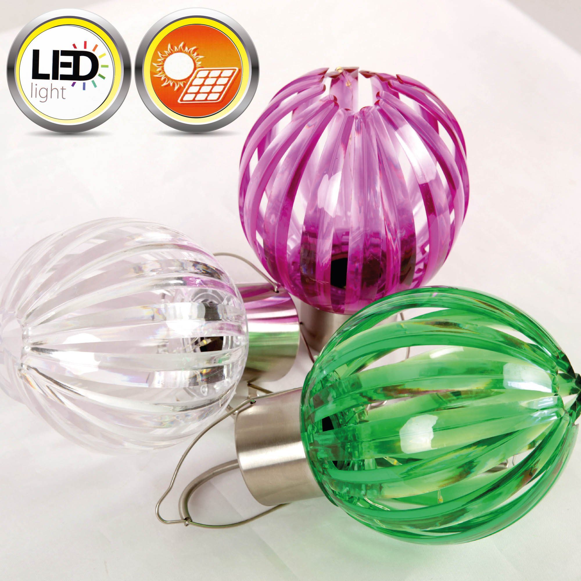 mit integriert, Bestlivings LED integriert, 10cm) Kugel-Lampe, Clip x Lampe(14,5cm fest LED Lampion LED Warmweiß,Solar Fuchsia fest Warmweiß,