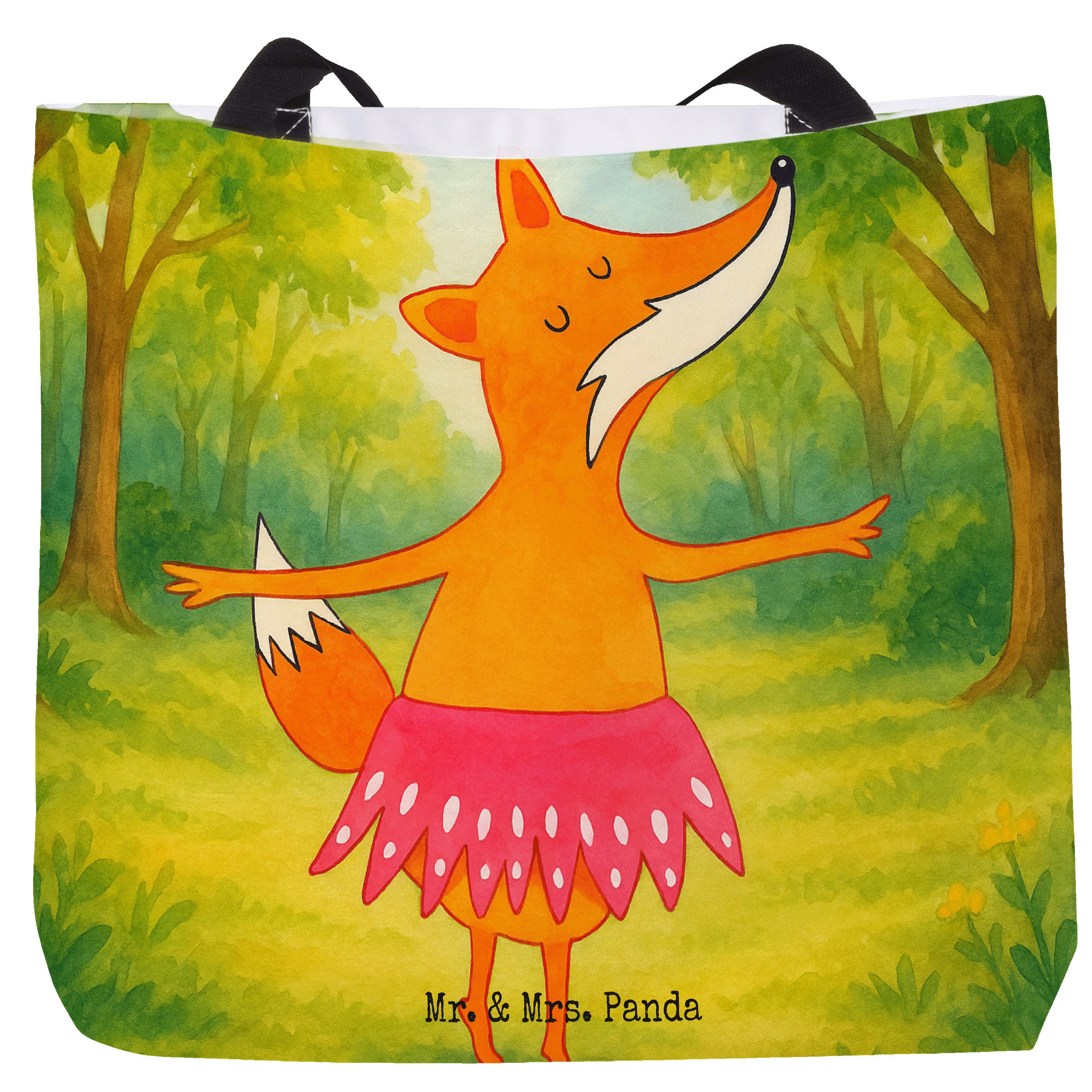 Shopper Fuchs Ballerina Design, Tote Bag, Weiß, Bag, Schultasche, Stoffbeutel