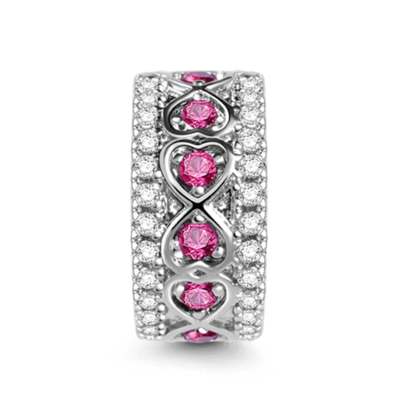 Gnoce Bead Gnoce Charm Stopper mit roten Zirkonia BNCS35 Silber