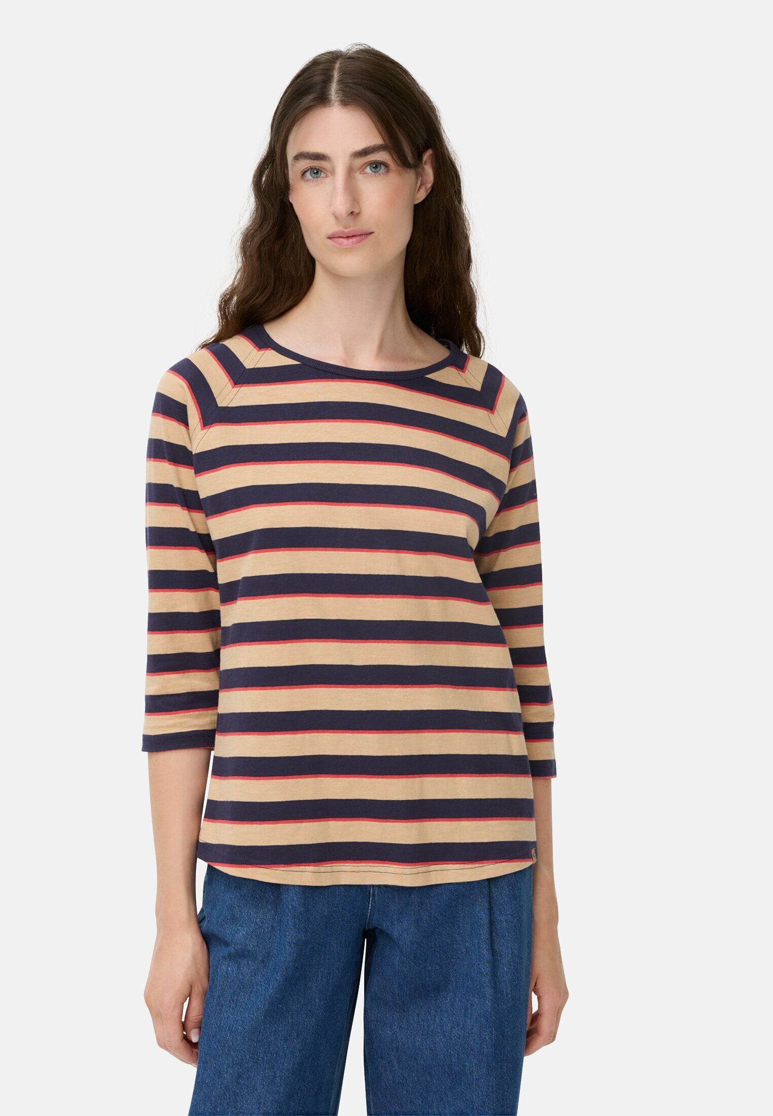 camel active Longsleeve mit Streifenmuster Dreiviertelarm (1-tlg)
