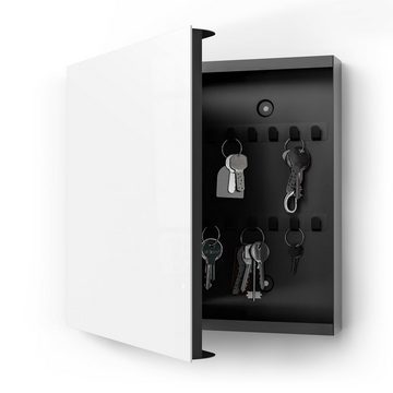 DEQORI Schlüsselkasten 'Unifarben - Weiß', Glas Schlüsselbox modern magnetisch beschreibbar