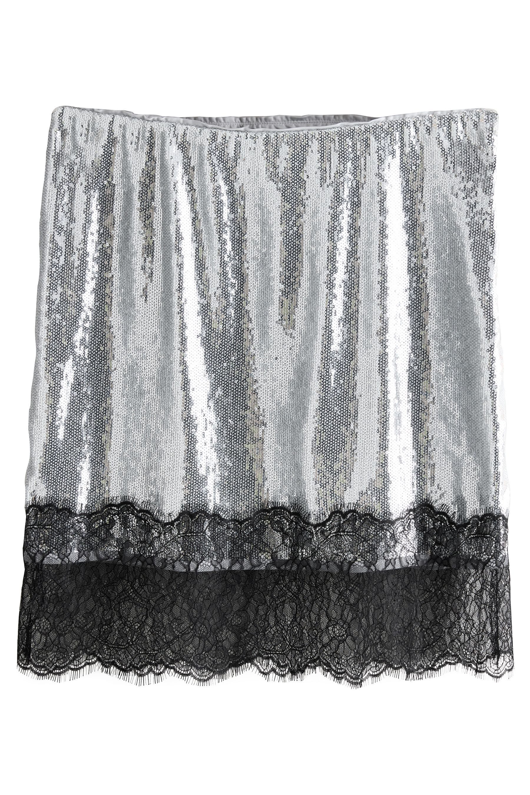 Next Paillettenrock Pailletten-Minirock mit Spitzenbesatz (1-tlg) günstig online kaufen