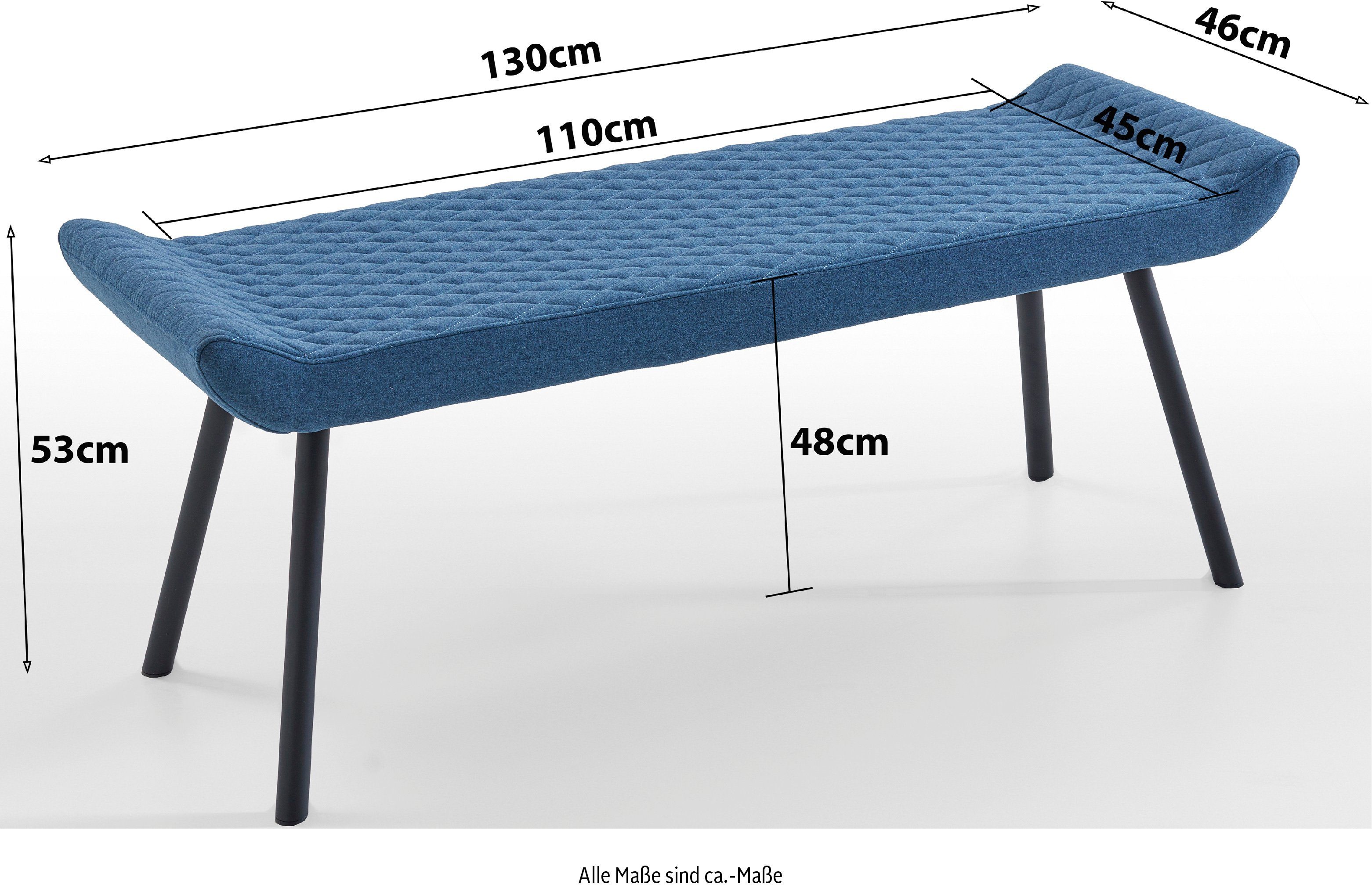 blau Sitzhöhe: ohne (1-St), Meran Sitzbank Gepolstert, | Rückenlehne, Breite: INTER-FURN cm 130 blau cm, 48