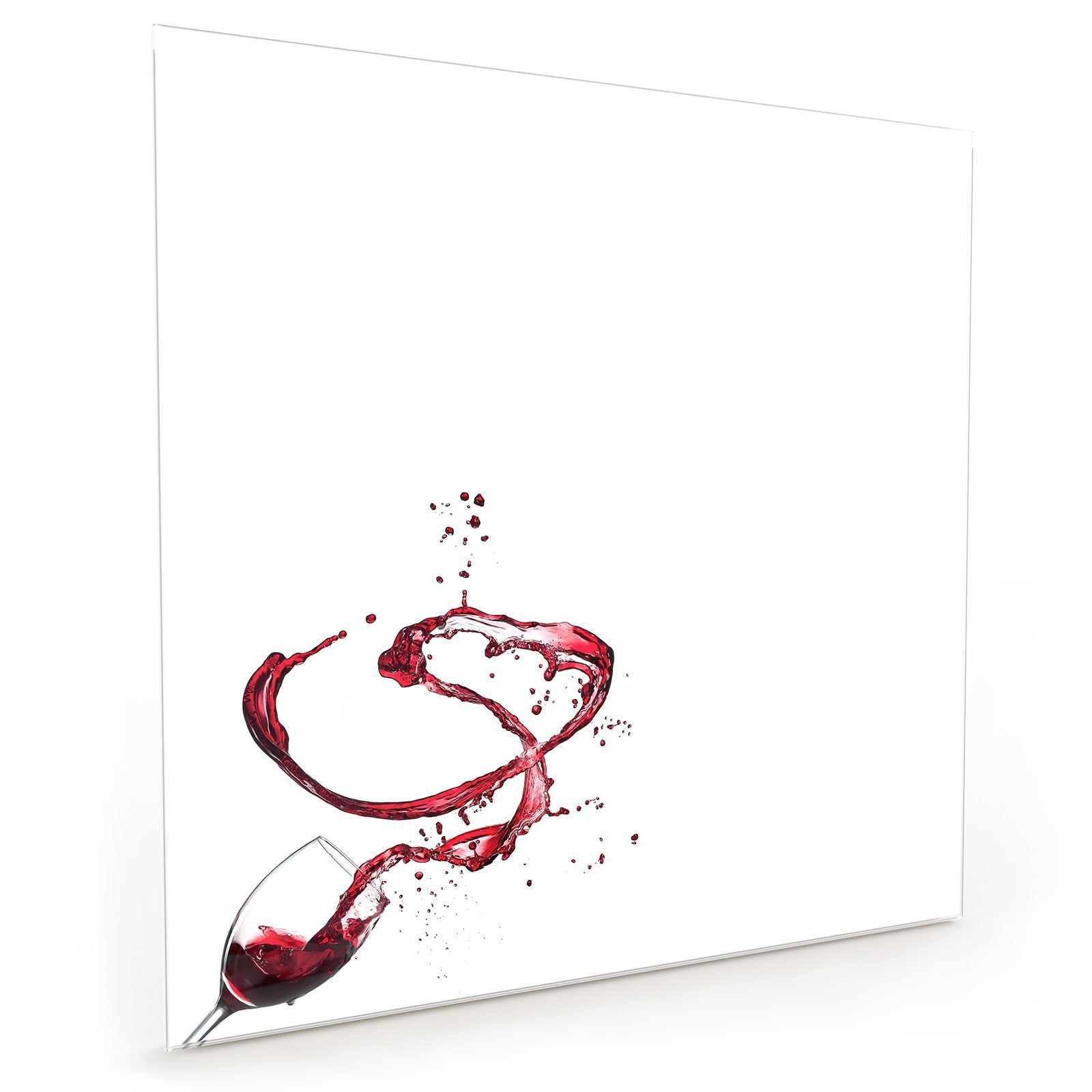 Primedeco Glas Rotwein verspritzt Spritzschutz Küchenrückwand