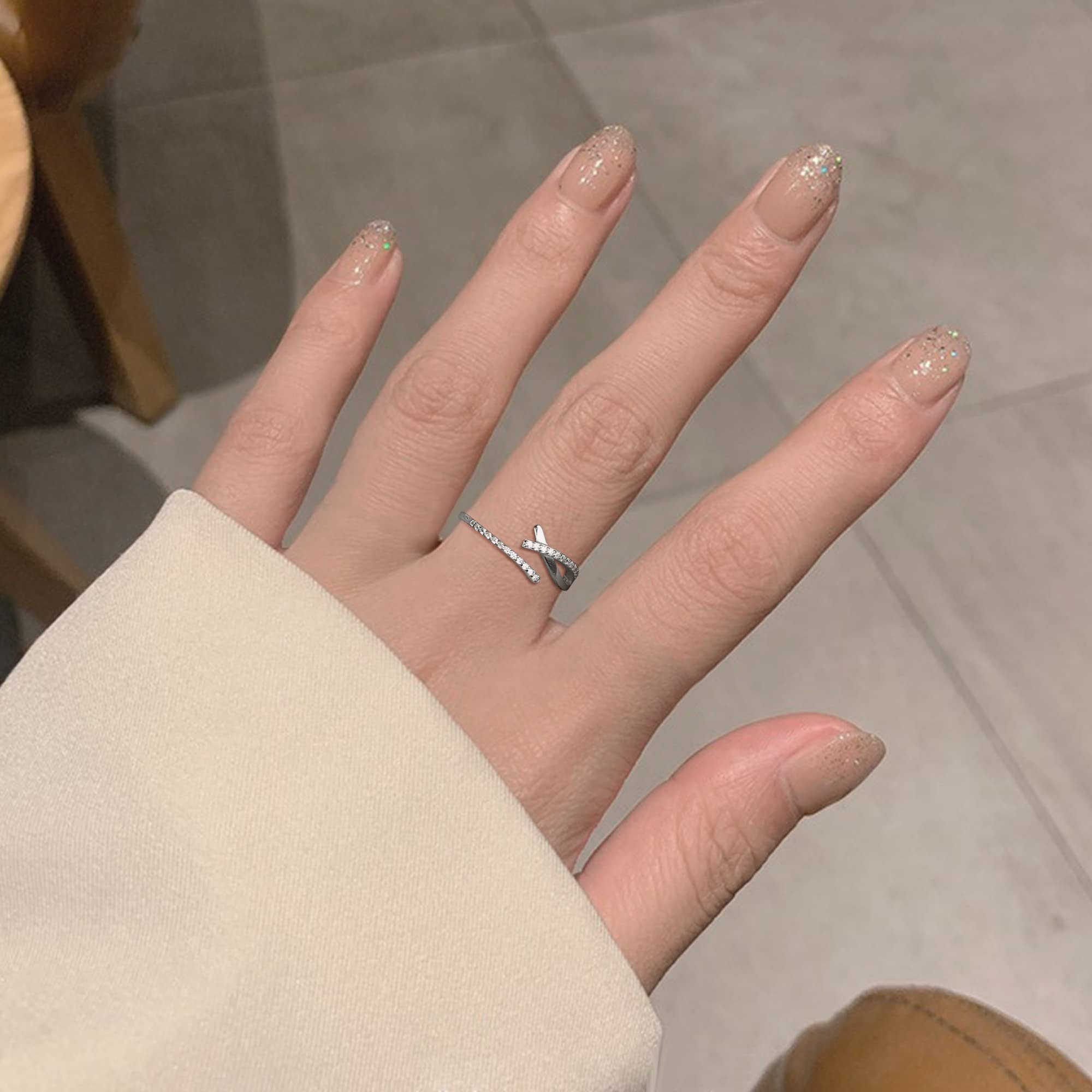 POCHUMIDUU Mode Ring, aus Silberschmuck personalisierte S925 Damen Frauen 925er für Sterlingsilber Silber Eröffnung Fingerring Silber
