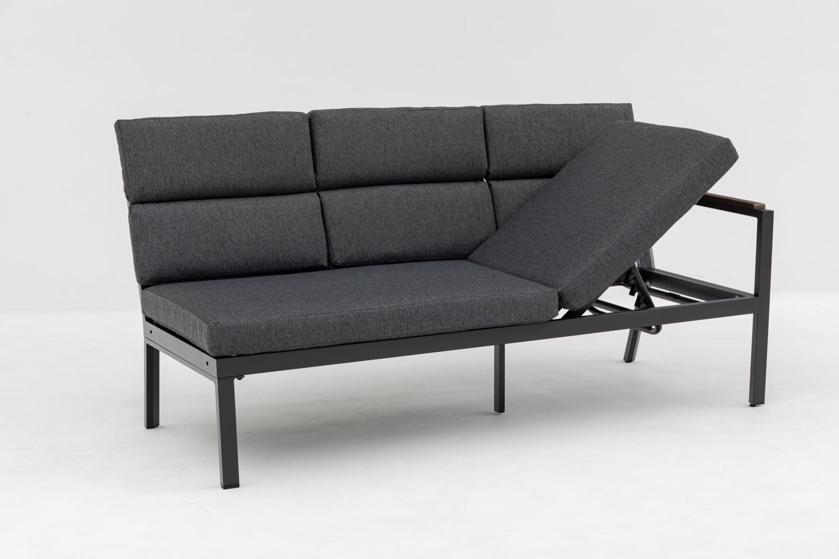 Gardissimo Gartenlounge-Set Nara Oak XL links / Gartenmöbelset / Nonwood, (Set, 4-tlg., Alu, Ecklounge, Esstisch, Sessel, Bank, inkl. Auflagen), Dining Höhe, Liegefunktion, wetterfest