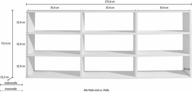 fif möbel Raumteilerregal »Toro«, 9 Fächer, Breite 275,8 cm  - Onlineshop Otto