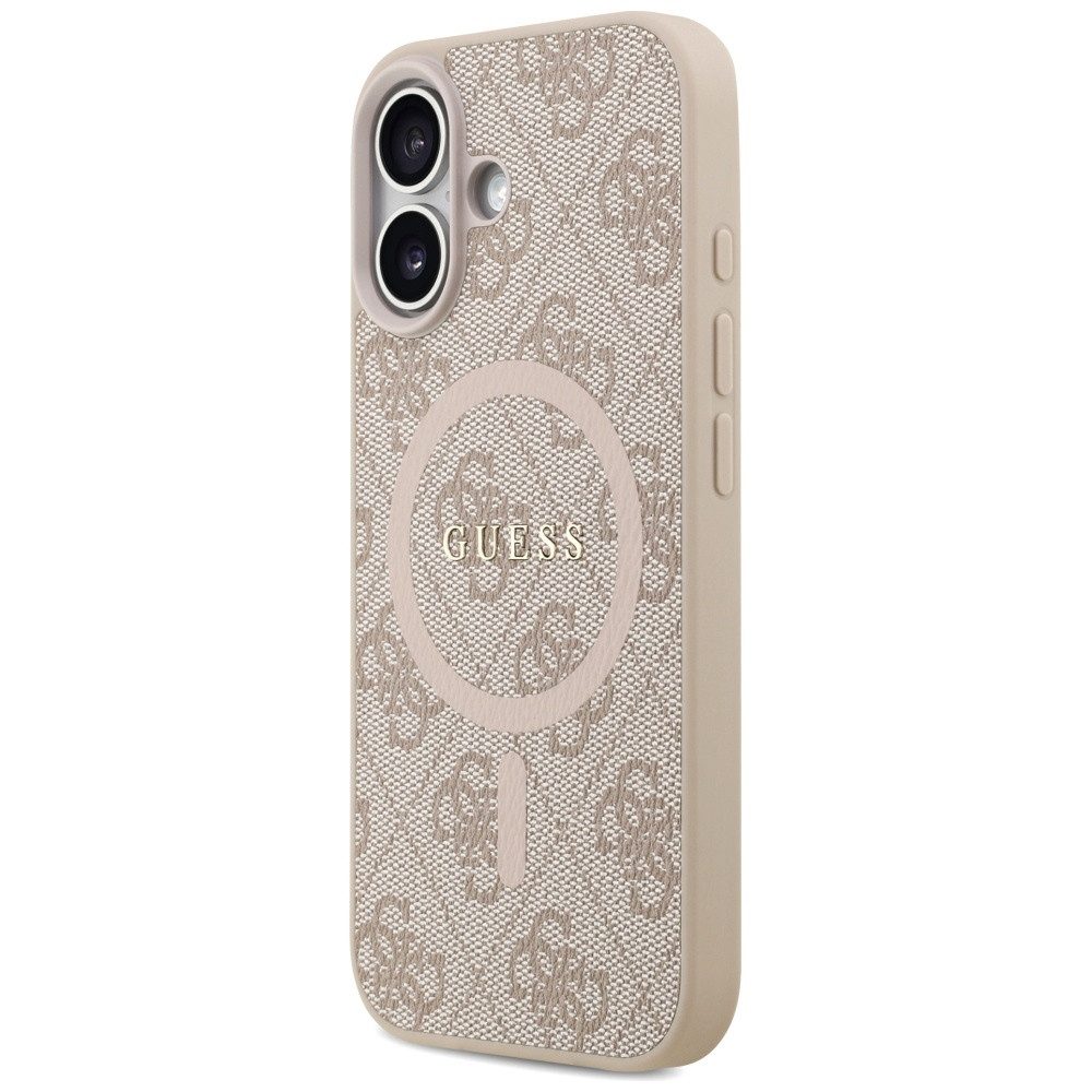 Guess Handyhülle Case iPhone 17 MagSafe Kunstleder rosa Logo goldfarben 6,3 Zoll, Kantenschutz – Bild 2 von 5