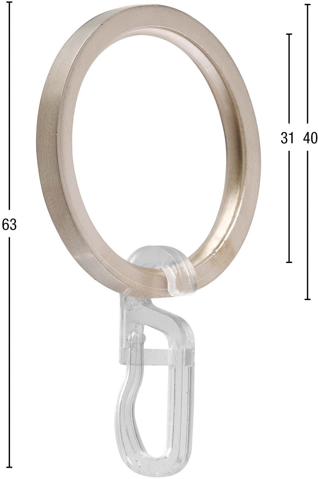Gardinenring Ring mit Haken, GARESA, Gardinenstangen, (20-St), für  Durchmesser bis 20mm, Aluminium, einfache Montage