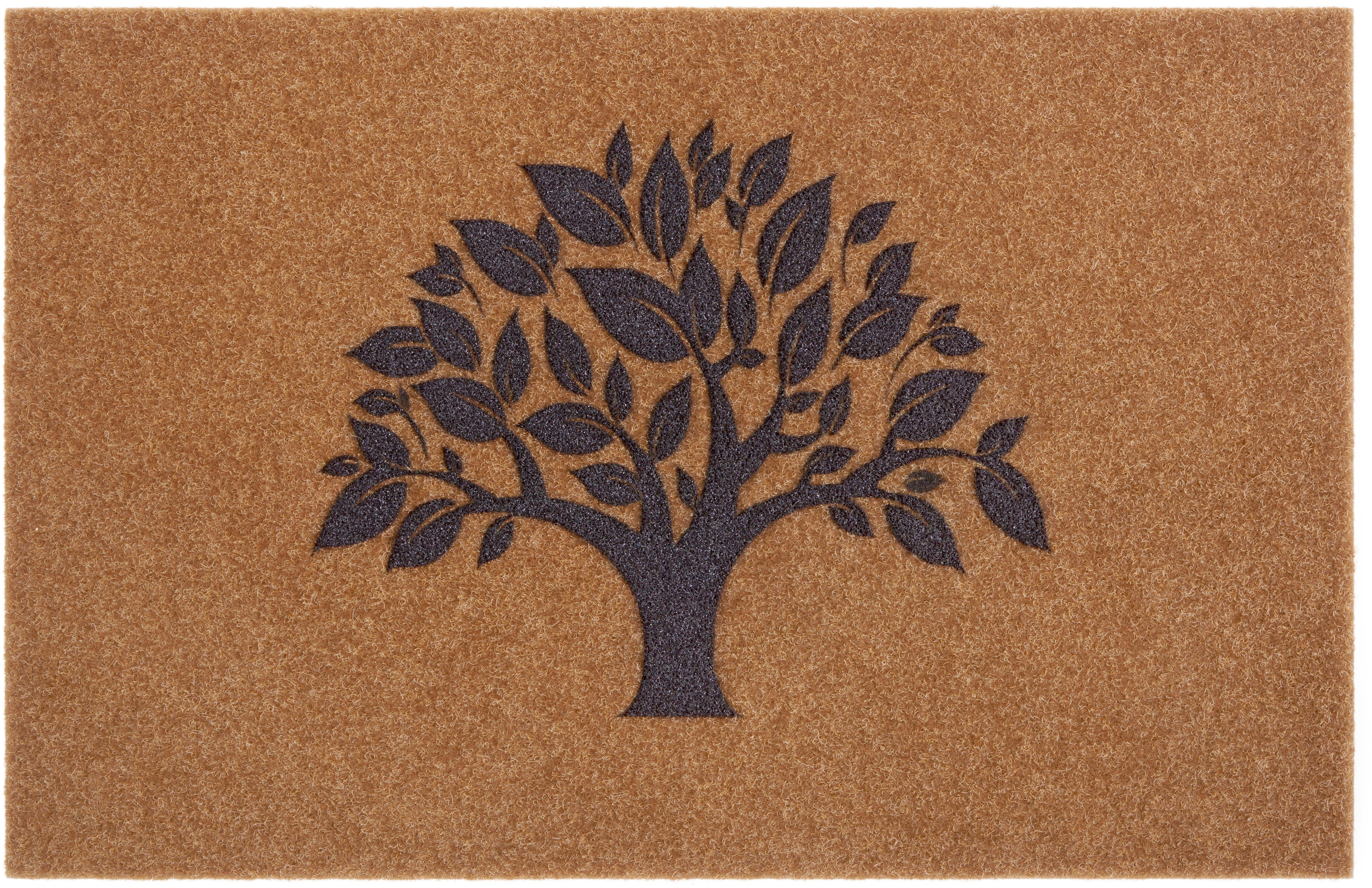 Fußmatte Baum, my home, rechteckig, Höhe: 10 mm, Herbstmotiv, Kokos-Look, Robust, Pflegeleicht, Rutschfest, Schmutzfang | Flachgewebe-Teppiche