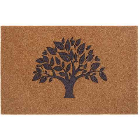 Fußmatte Baum, my home, rechteckig, Höhe: 10 mm, Herbstmotiv, Kokos-Look, Robust, Pflegeleicht, Rutschfest, Schmutzfang