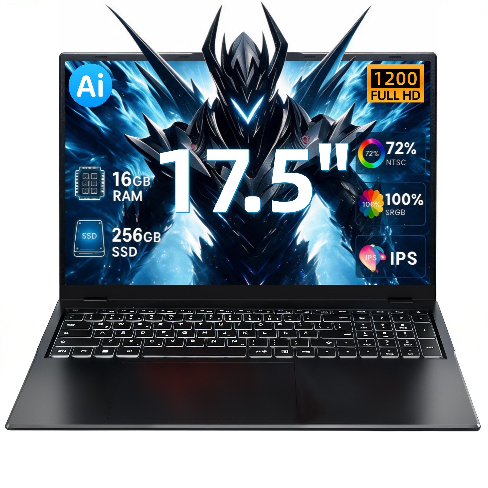 MENGHU 17,5-Zoll Laptop Intel Core i3 16GB RAM beleuchtete Tastatur WiFi 6 Notebook (Intel® Core™ i3-10100Y, 16 GB, 256 GB SSD)