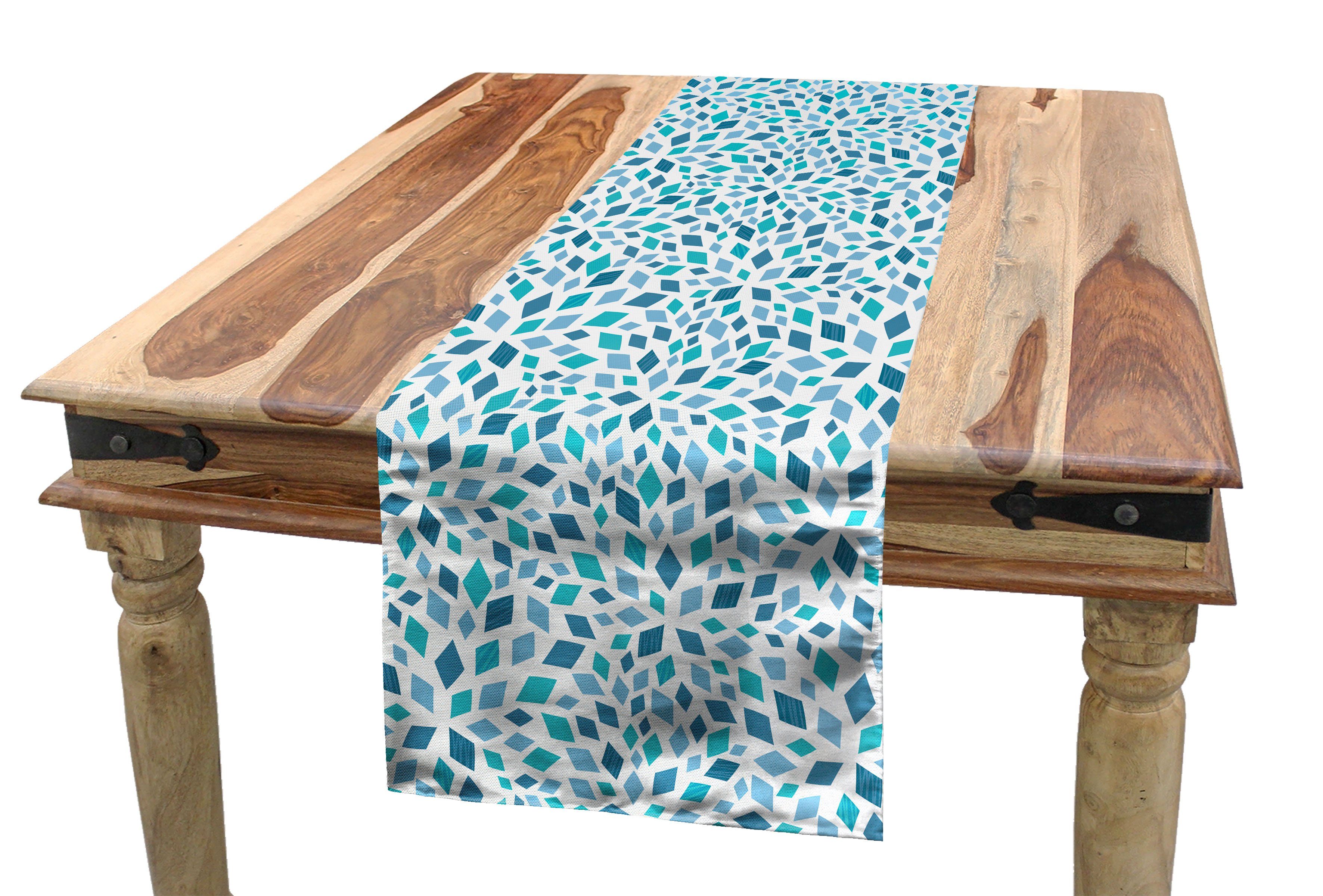Abakuhaus Tischläufer Esszimmer Küche Rechteckiger Dekorativer Tischläufer, Abstrakt Abstrakte Mosaik blauen Tönen