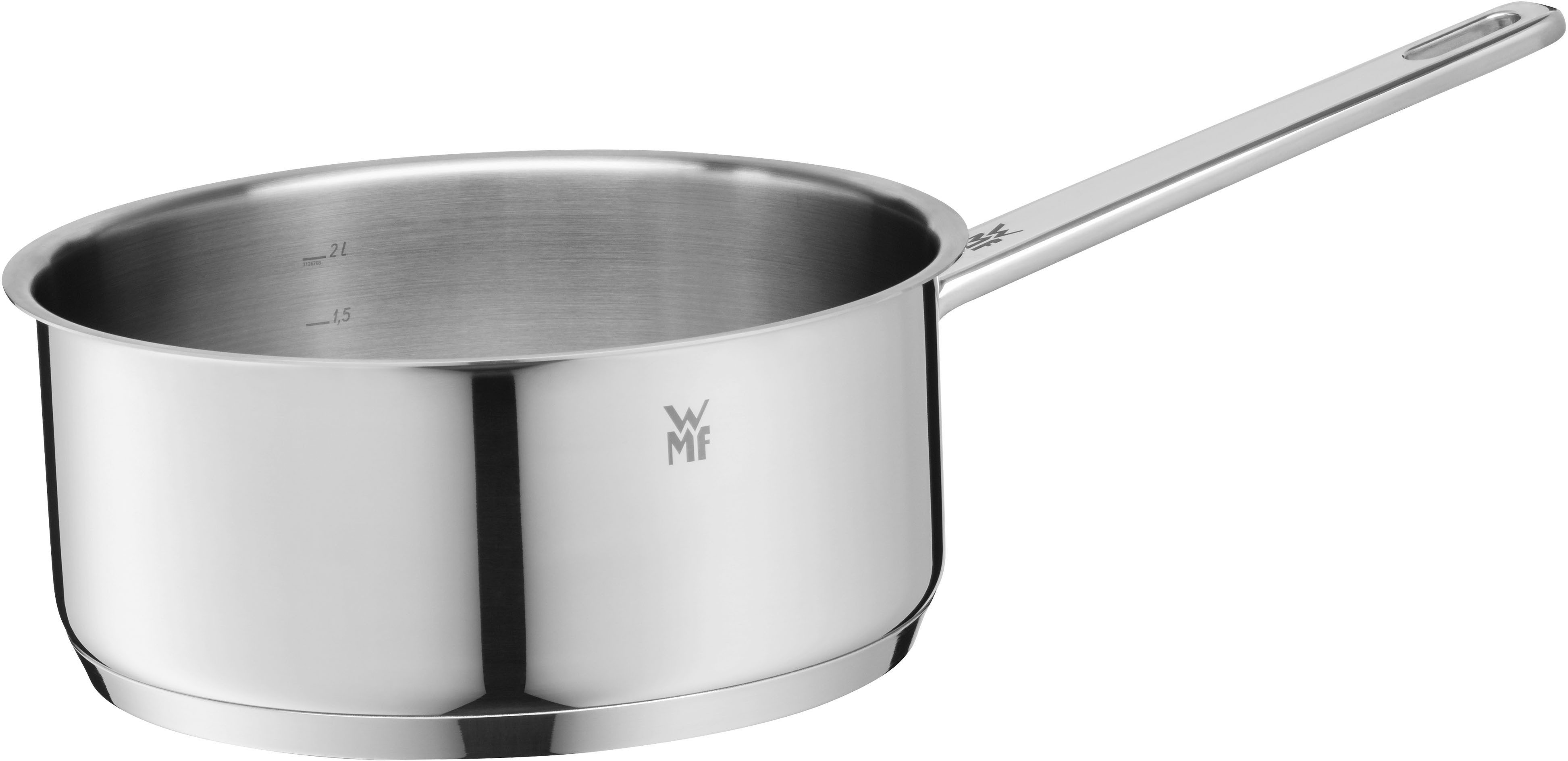 WMF Kasserolle Compact Cuisine, Cromargan® Edelstahl Rostfrei 18/10 (1-tlg), wärmeduzierende Hohlgriffe, Innenskalierung, Schüttrand