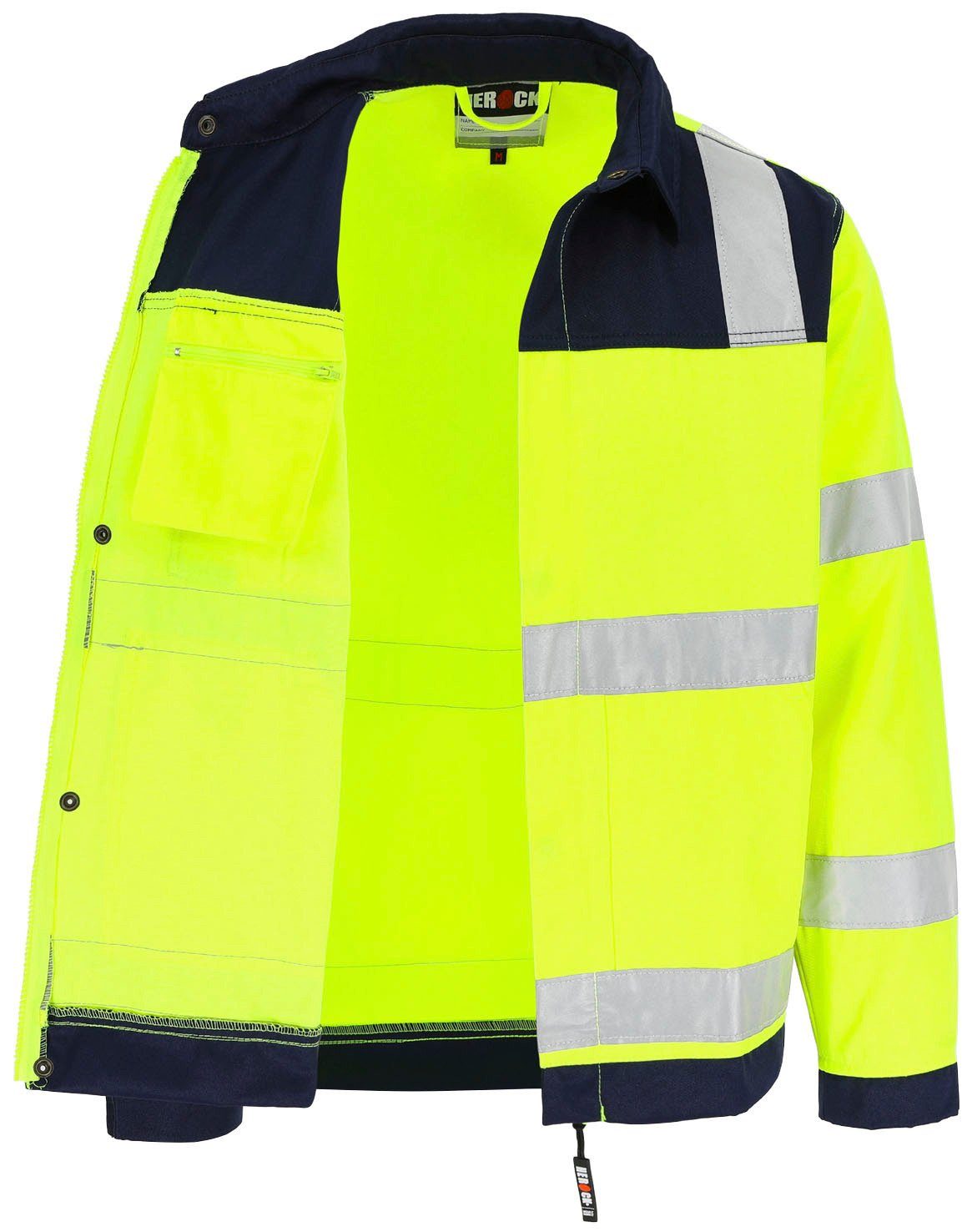 Bündchen, eintellbare Hochsichtbar Jacke 5 reflektierende Herock Taschen, Hochwertig, gelb Bänder Arbeitsjacke 5cm Hydros