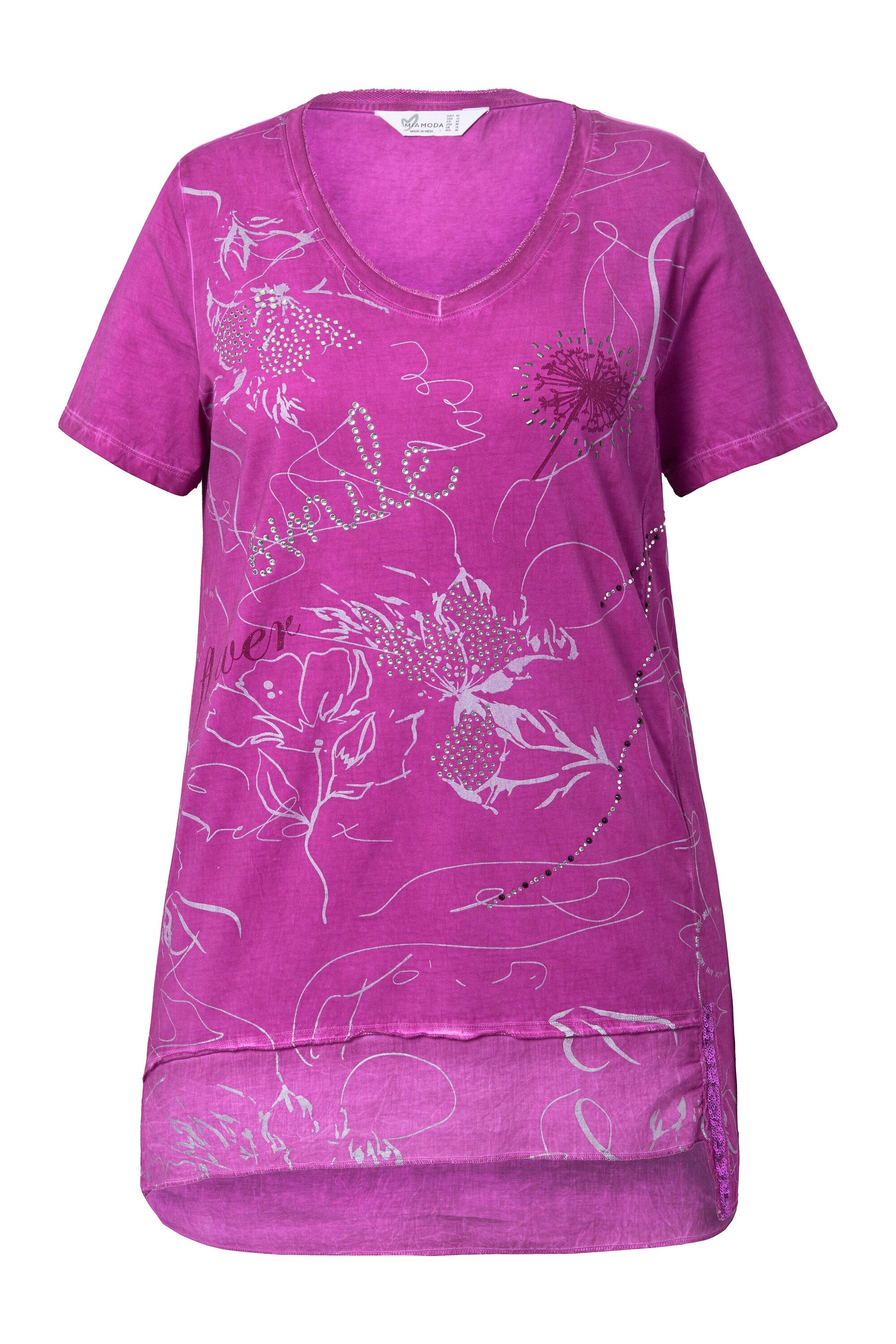 MIAMODA T-Shirt T-Shirt floraler Druck Saum günstig online kaufen