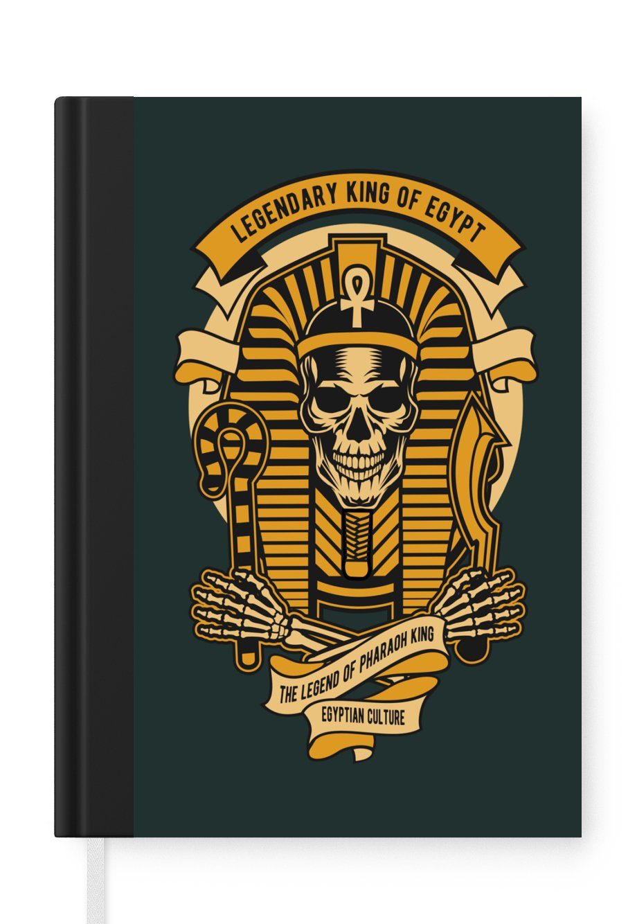 MuchoWow Notizbuch Skelett - Pharao - Retro - Ägypten, Journal, Merkzettel, Tagebuch, Notizheft, A5, 98 Seiten, Haushaltsbuch