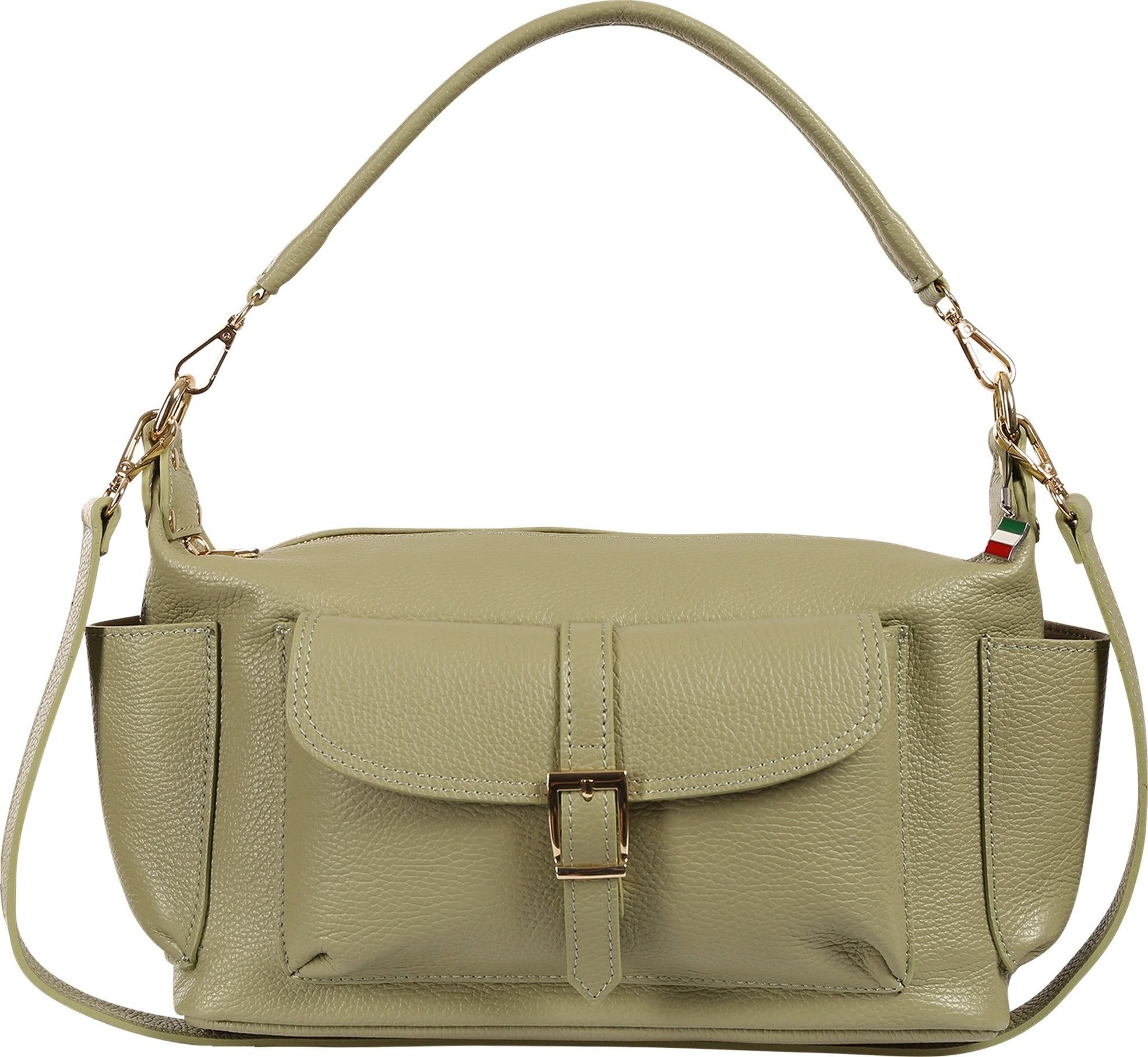 FLORENCE Schultertasche Florence Damen Schultertasche Echtleder (Schultertasche), Damen Schultertasche Leder, grün ca. 34cm