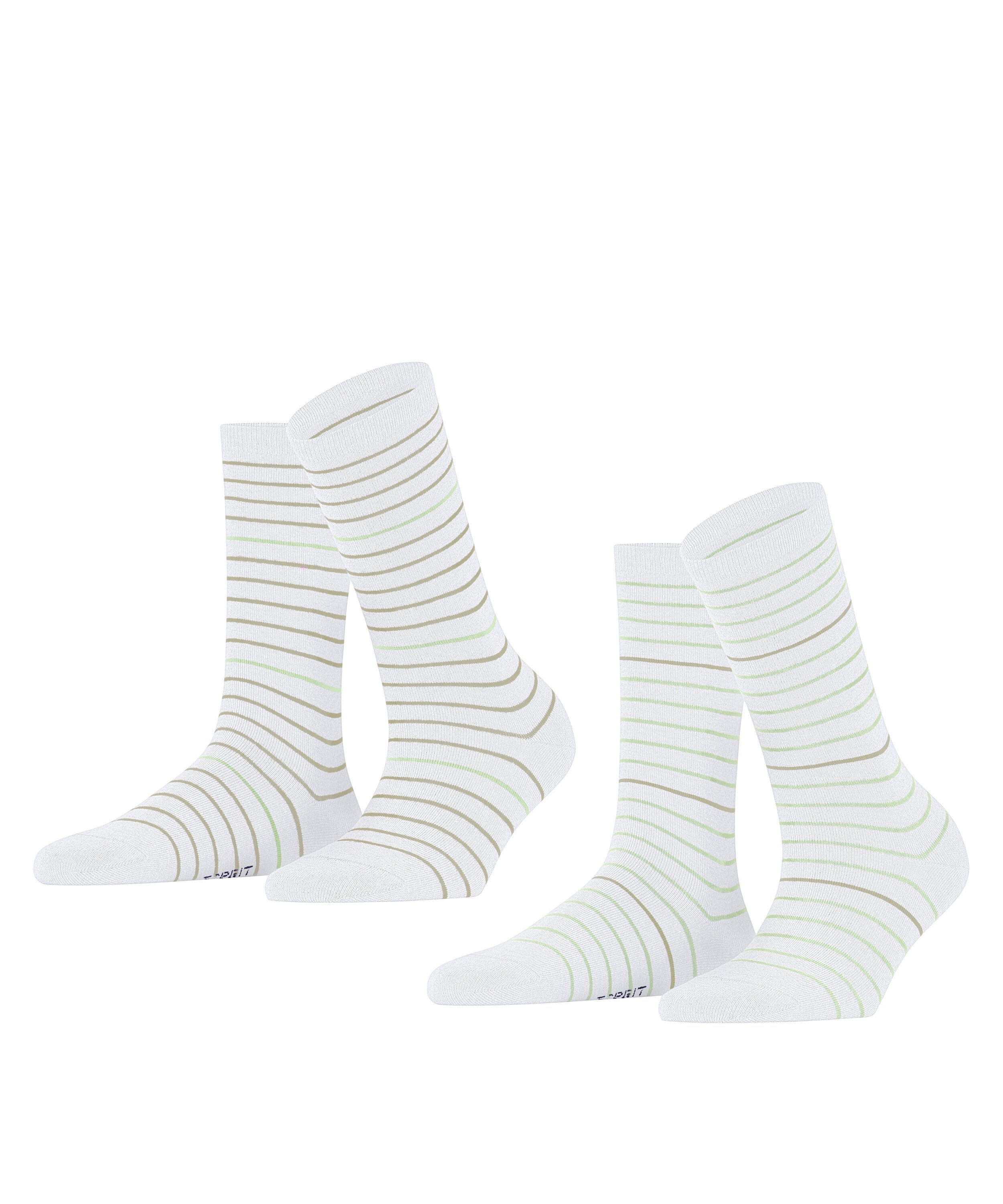 white 2-Pack Socken (2100) Stripe Fine Esprit (2-Paar) raw
