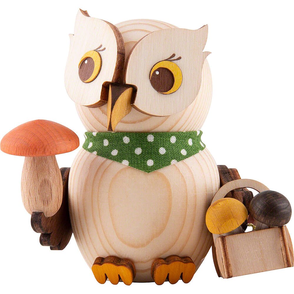 Kuhnert Dekofigur Mini-Eule Pilzsucher (7cm) von Drechslerei Kuhnert