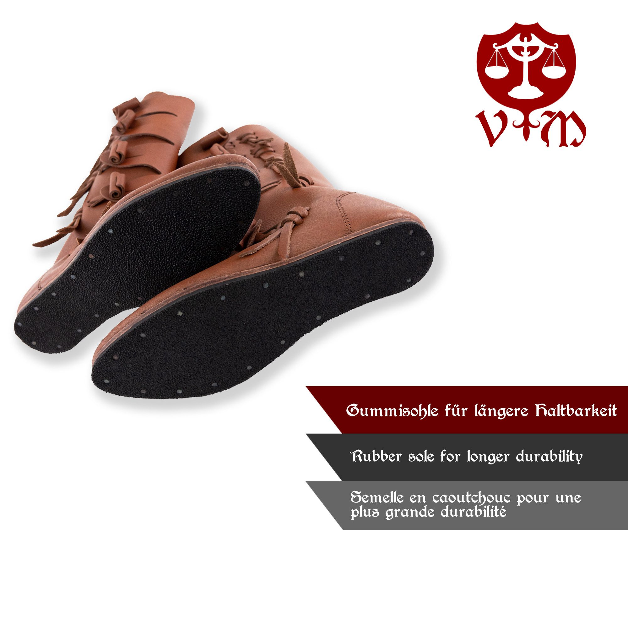 Vehi Mercatus Ritter-Kostüm Wikinger Stiefel Jorvik braun mit Gummisohle 40