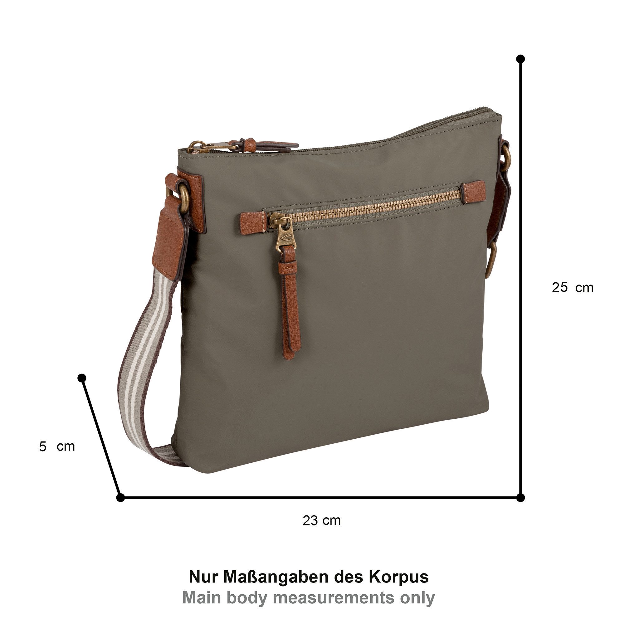 camel active Umhängetasche Bari, aus hochwertigem matten Nylon mit gestreiftem Gewebeband