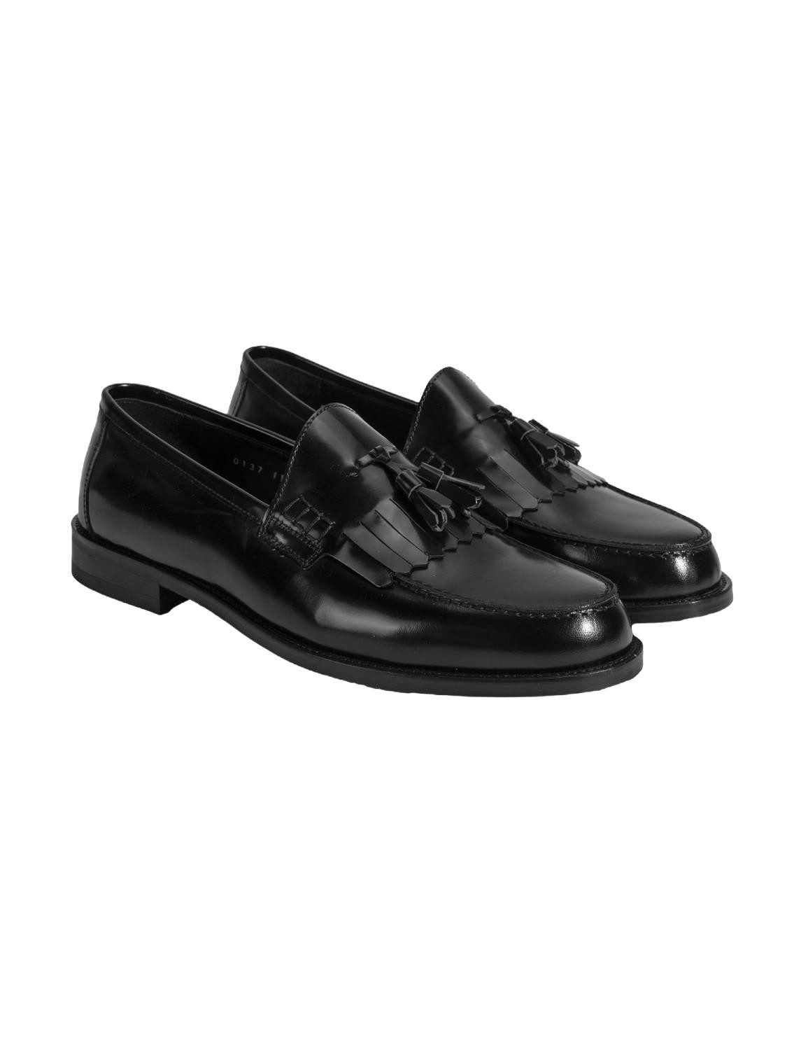 Desa Herren-Slipper – Obermaterial aus Leder, Quastenverzierung, flacher A günstig online kaufen