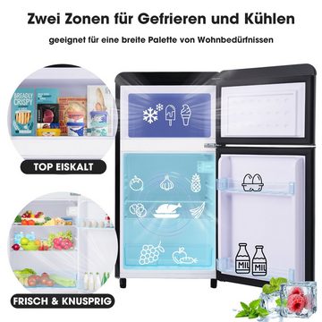 Ulife Table Top Kühlschrank BCD-100C, 91 cm hoch, 45 cm breit, Gesamtvolumen 72 Liter, [Energieklasse E], Schwarz