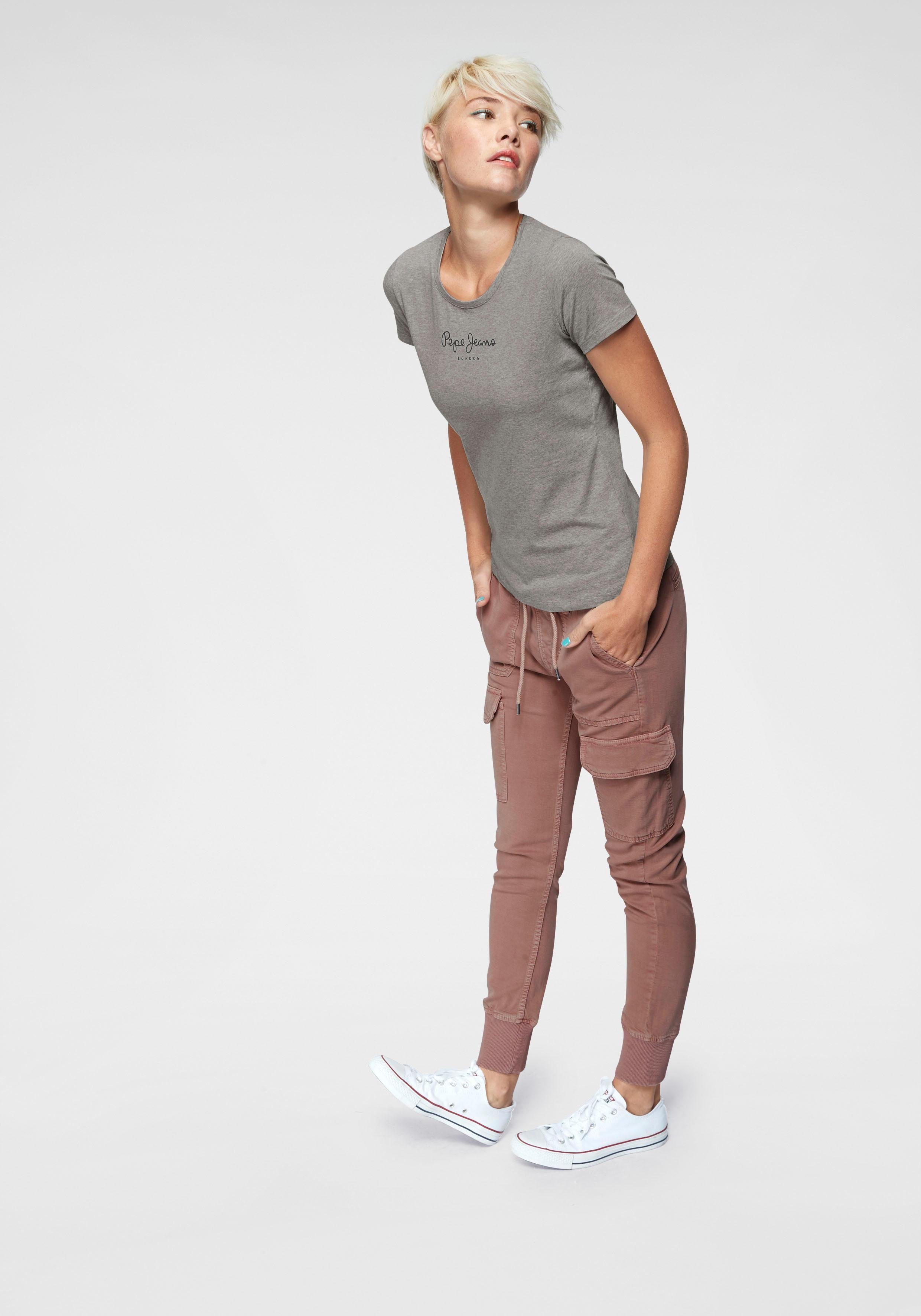 T-Shirt NEW Jeans marl mit 933 grey VIRGINIA Pepe Logo-Print