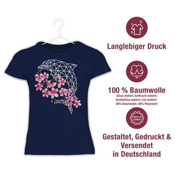 Shirtracer T-Shirt Delfin mit Blumen Tiermotiv Animal Print