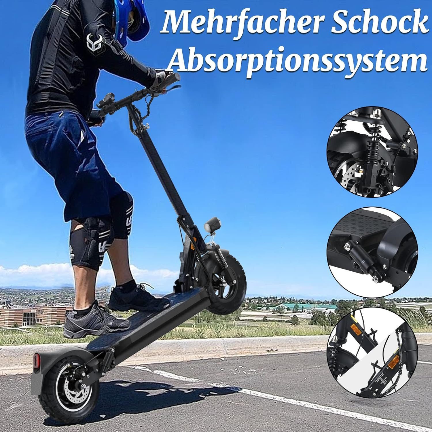 JOYOR E-Scooter Y8S mit Straßenzulassung, ABE Zertifizierung, 100km Reichweite, 500,00 W, 20 km/h, 48V 26 Ah, Bremslicht & Scheinwerfer, vollgefedert, Scheibenbremsen