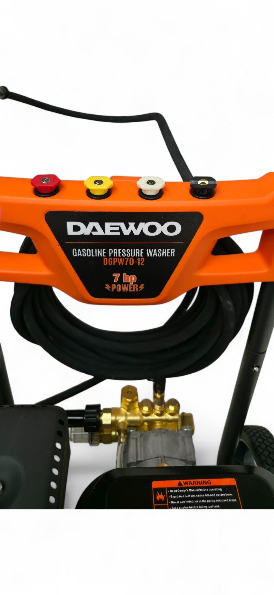 DeTec. Hochdruckreiniger DAEWOO 7PS Benzin Hochdruckreiniger 207 bar mit Dreckfräse Kombiset, Druck max: 207 bar, Fördermenge max: 600 l/h, Gewerbe- Industriereiniger mit Messing Pumpenkopf
