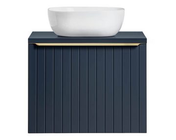 einfachgutemoebel Waschtisch-Set Badezimmer Blauer Waschplatz Bluskand 60cm, Becken weiß, Deep Blue, (Badmöbel Set, 1-St., Badmöbel Waschtisch)
