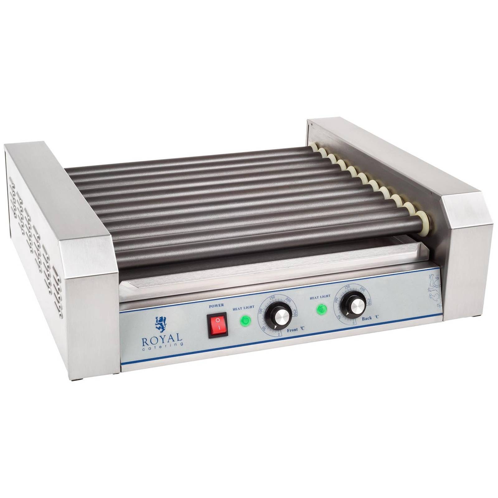 Royal Catering Elektrogrill Hot Dog Grill 11 Rollen Hot Dog Gerät Maker Rollengrill Teflon, 2200 W, verschiedene Größen