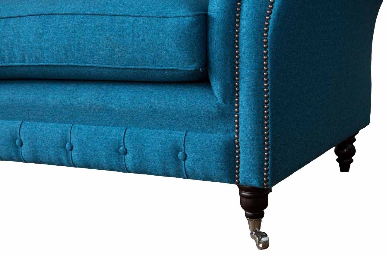 Made Couchen 1,5 JVmoebel In Sitzer Sofa Europe Polster Sessel Chesterfield Einsitzer, Blauer Sofa