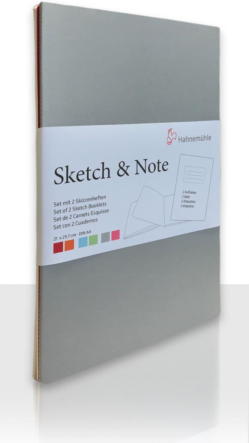 Hahnemühle Skizzenbuch Sketch & Note, Set mit 2 Skizzenheften, DinA4, 125g/m², 40 Seiten