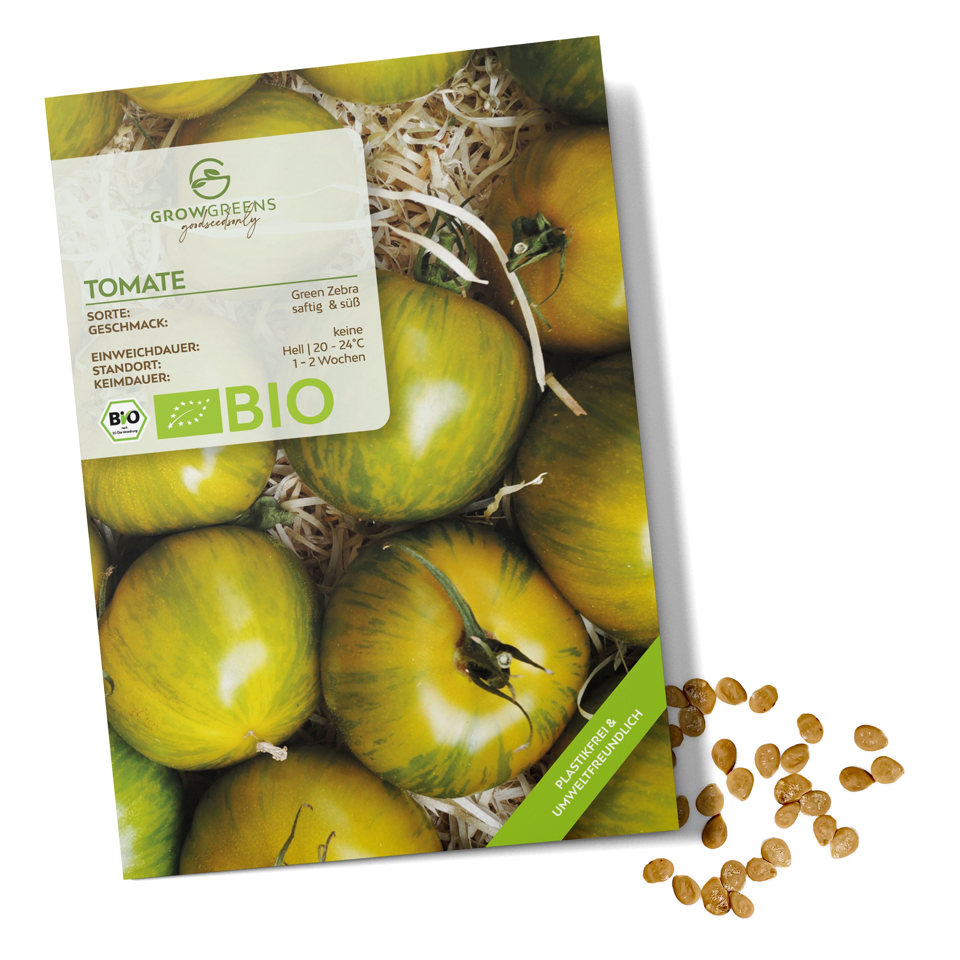 Growgreens Gemüsesamen BIO Tomatensamen (Green Zebra) – Tomaten Saatgut (10 Korn), Tomaten