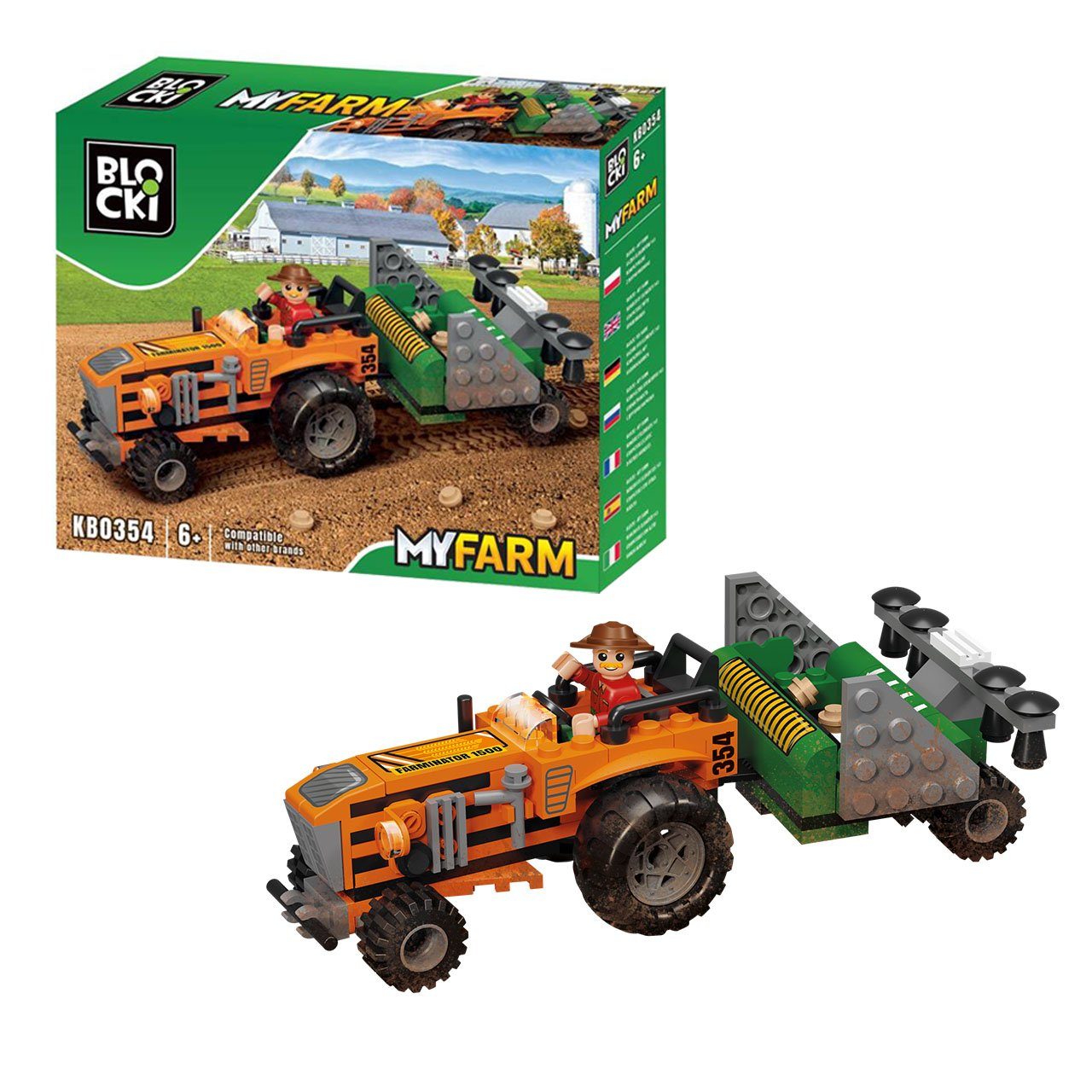 Blocki BLOCKI MyFarm Traktor mit Anhänger Bauernhof Bausatz Игрушки 143 tlg Konstruktions-Spielset